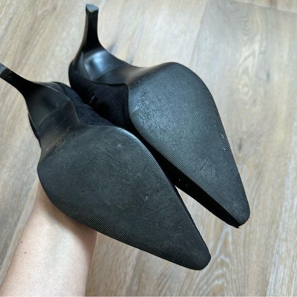 Premiere Collection Y2K Black Pointed Toe Faux Suede Ankle Boots Booties -Size 8 - Picture 4 of 12